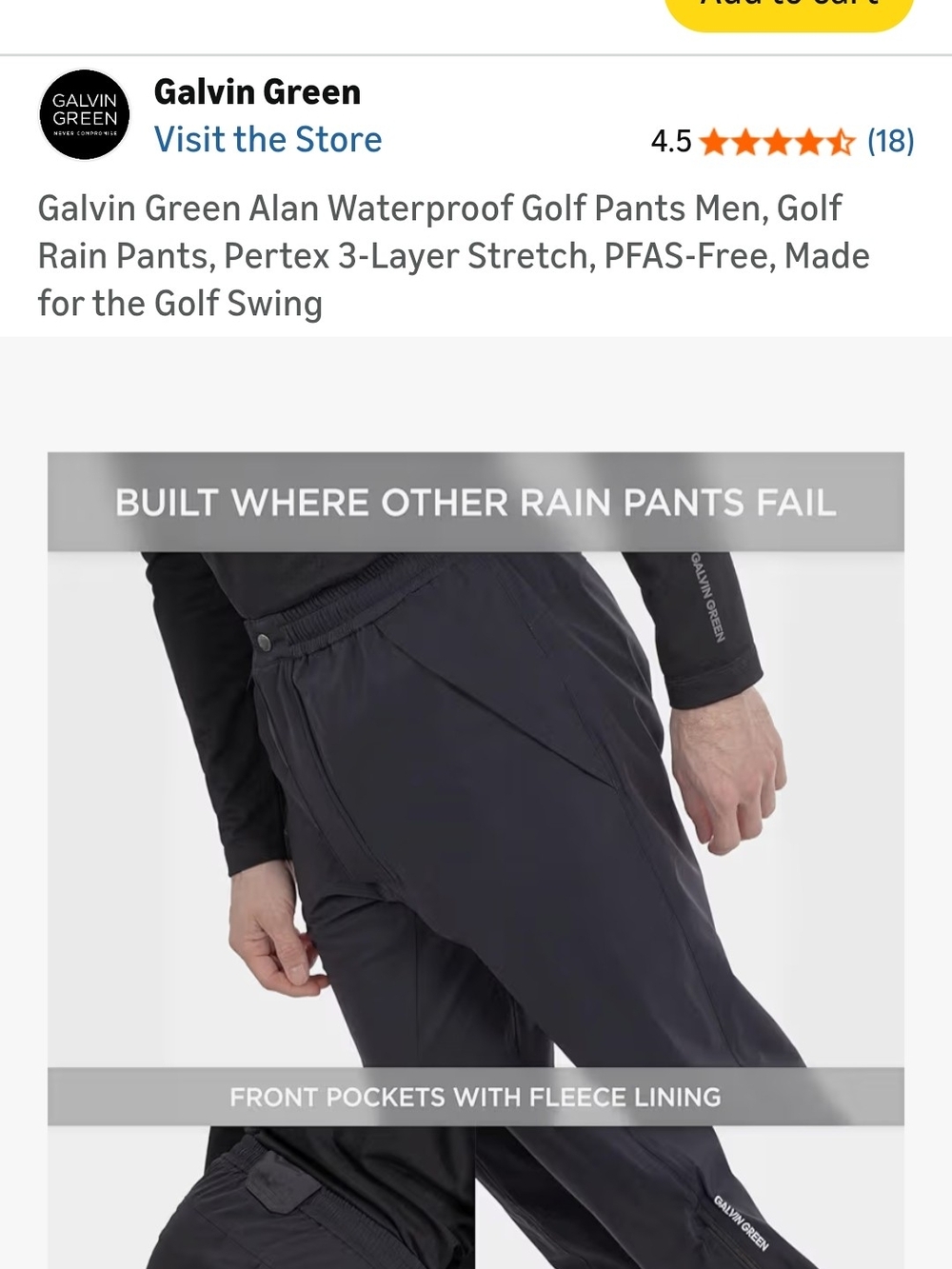 Galvin Green Men’s Waterproof Rain Pants — Black